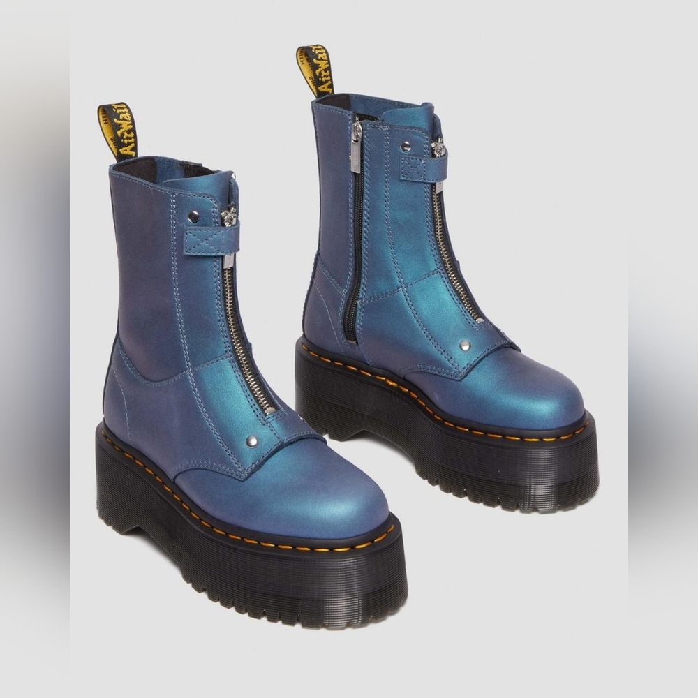 Dr. Martens Blue Combat Boots Women 6 - Picture 3 of 11